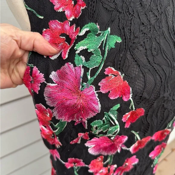 Tadashi Shoji floral Embroidered Sheath cocktail Dress - Picture 7 of 8